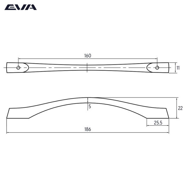 Ручка-скоба мебельная EVA ECO 160 мм цвет черный матовый BLmatt фото