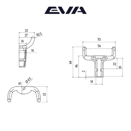 Крючок мебельный двухрожковый EVA BULL цвет белый матовый WTmatt фото