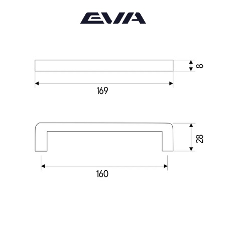 Ручка-скоба мебельная EVA BASIC 160 мм цвет черный матовый BLmatt фото
