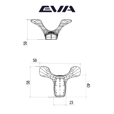 Крючок мебельный двухрожковый EVA UFO цвет алюминий матовый SC фото