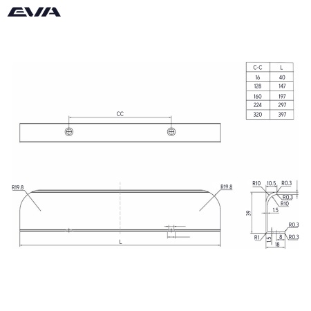 Ручка торцевая EVA BALANCE / 320мм (L=397мм) нержавеющая сталь BN фото