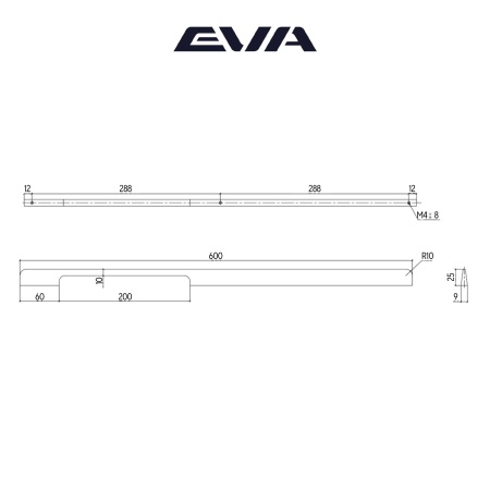Ручка-скоба мебельная EVA LOFT 288 мм L=600 мм цвет черный матовый MBA фото
