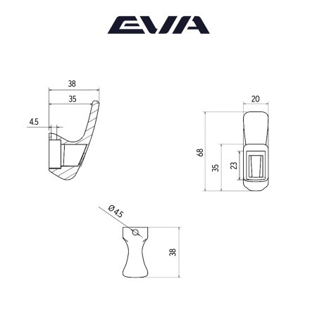 Крючок мебельный однорожковый EVA SINGLE цвет белый матовый WTmatt фото