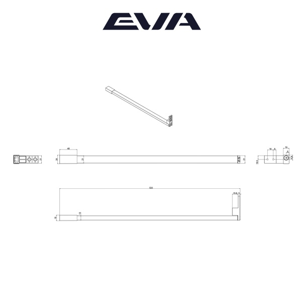 Комплект прямоугольных рейлингов для ящиков EVA Slimbox L=450, белый фото