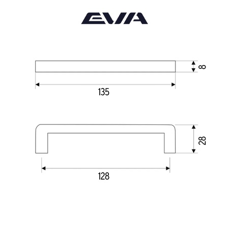 Ручка-скоба мебельная EVA BASIC 128 мм цвет черный матовый BLmatt фото