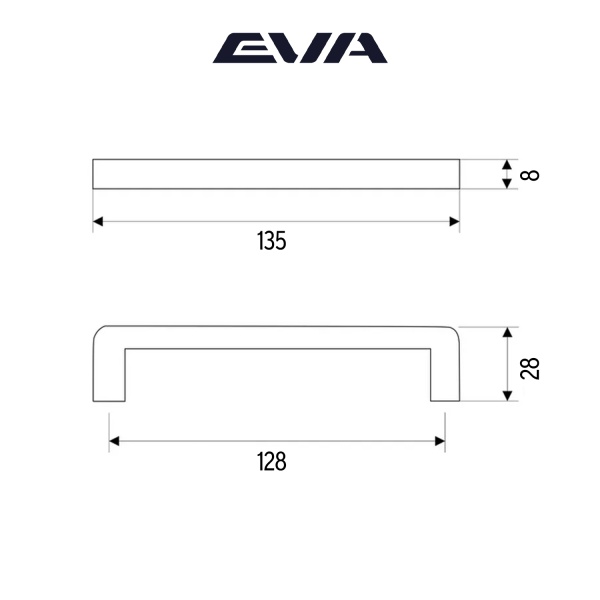 Ручка-скоба мебельная EVA BASIC 128 мм цвет черный матовый BLmatt фото