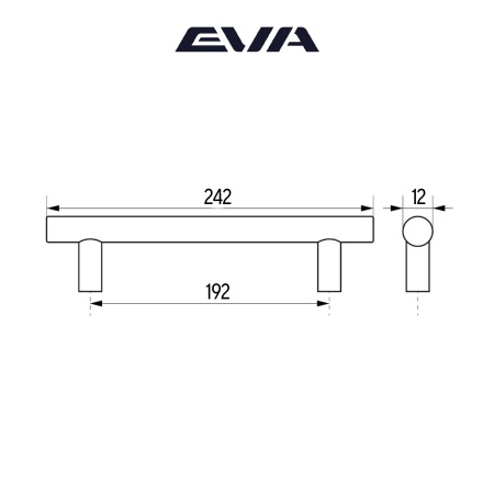 Ручка-рейлинг мебельная EVA TUBE-12 192 мм L=242 мм цвет черный матовый BLmatt фото