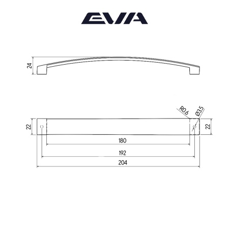 Ручка-скоба мебельная EVA ARC 192 мм цвет белый матовый WTmatt фото