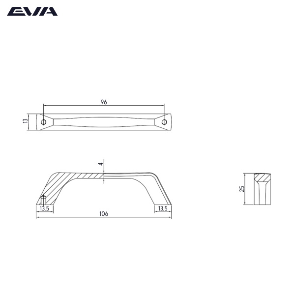 Ручка-скоба мебельная EVA CLASSIC 96 мм цвет алюминий матовый SC фото