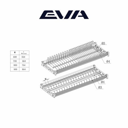 Посудосушитель двухуровневый EVA Light Side 700 мм 2 рамки цвет нержавеющая сталь фото