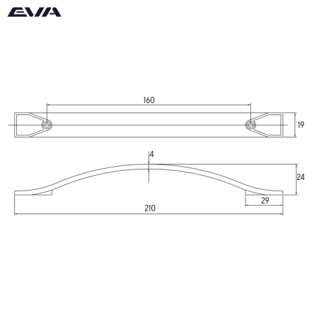 Ручка-скоба мебельная EVA COUNTRY 160 мм цвет хром PC фото
