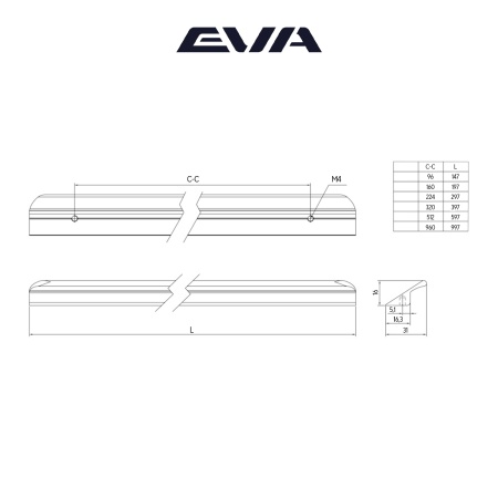 Ручка профильная мебельная EVA LINE 960 мм L=997 мм цвет черный матовый MBA фото