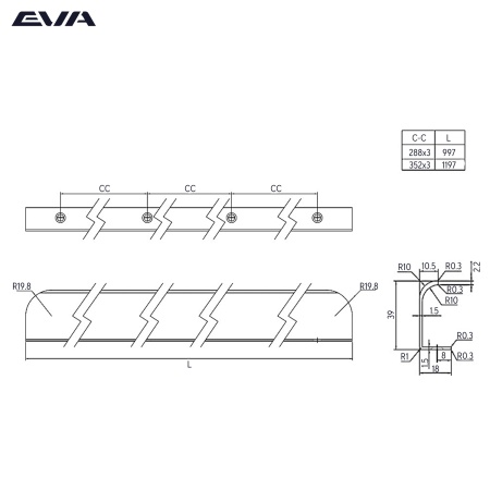 Ручка торцевая EVA BALANCE / 1056мм (L=1197мм) латунь шлифованная матовая BBA фото