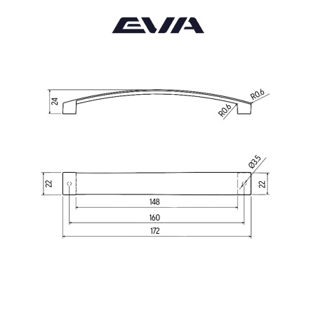 Ручка-скоба мебельная EVA ARC 160 мм цвет черный матовый Blmatt фото