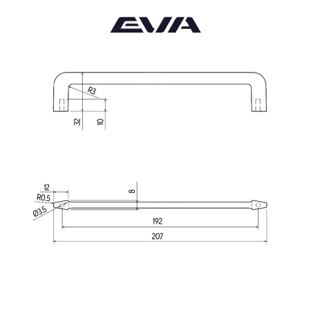 Ручка-скоба мебельная EVA SLIM 192 мм цвет черный матовый Blmatt фото